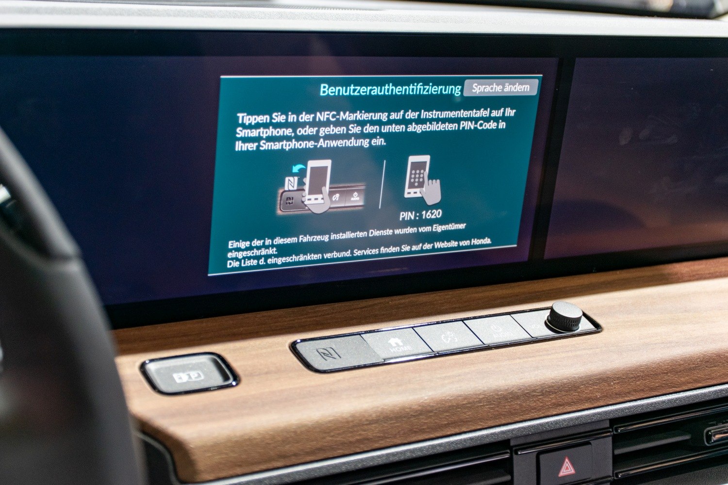 NFC user authentication on digital dashboard display
