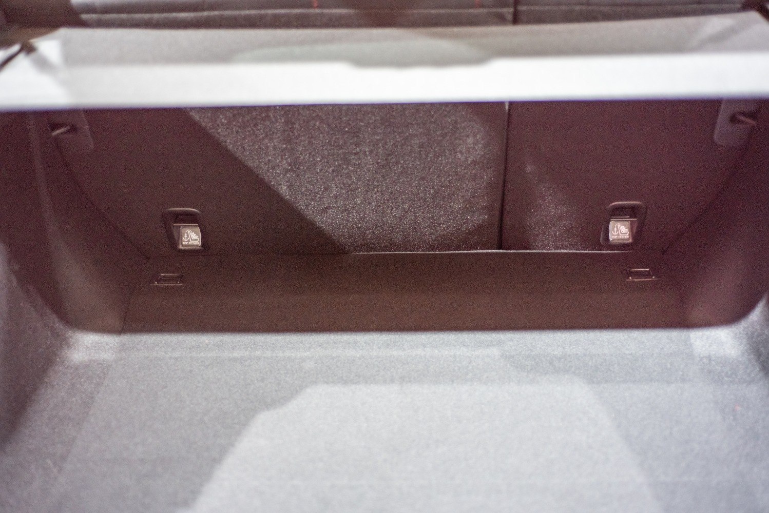Close-up view of rear seat top tether anchor points