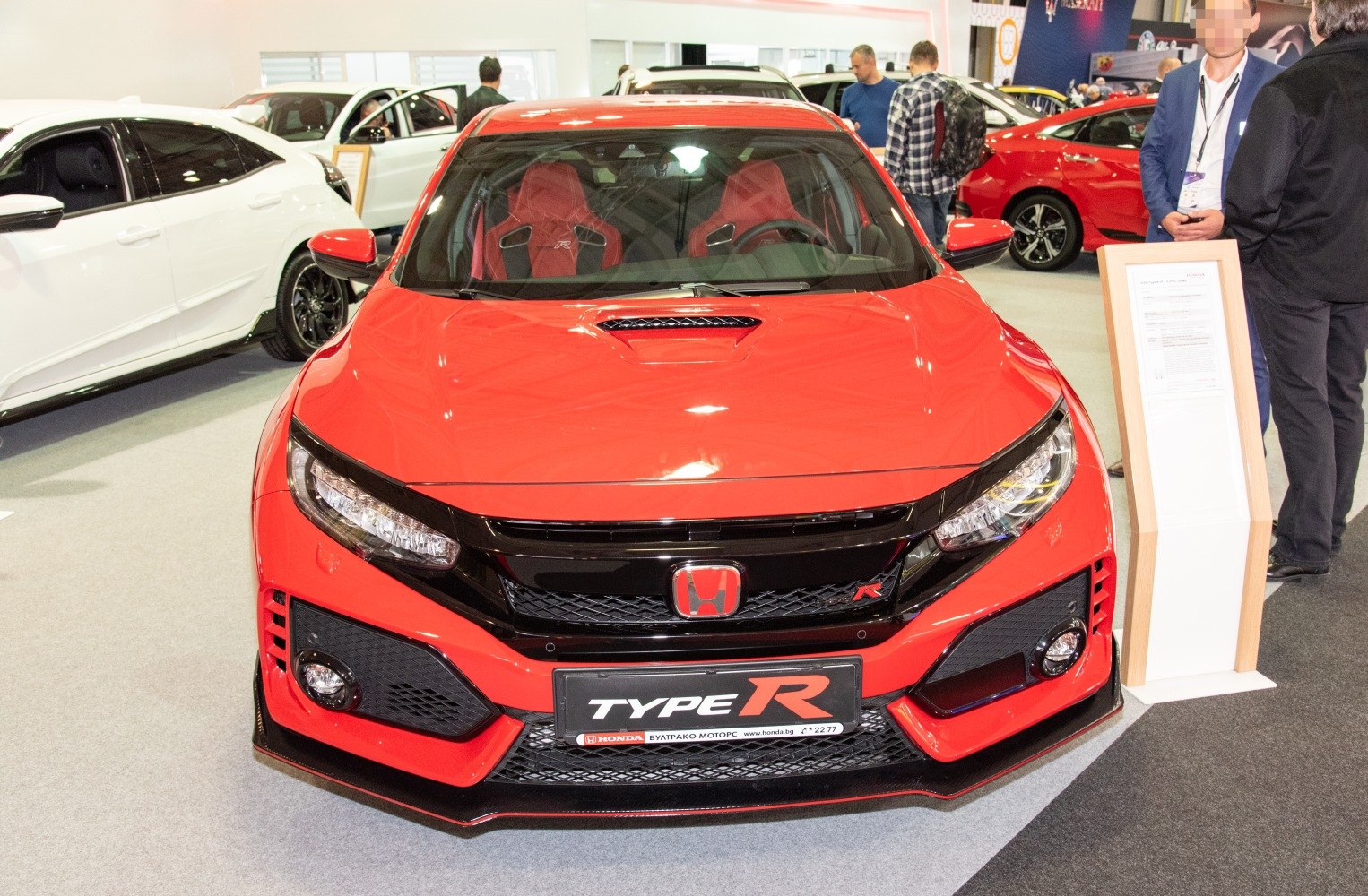 Red front with hood vent and racing seats