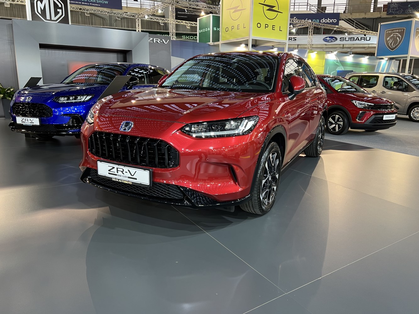 Front view with LED headlights and black grille of a modern SUV