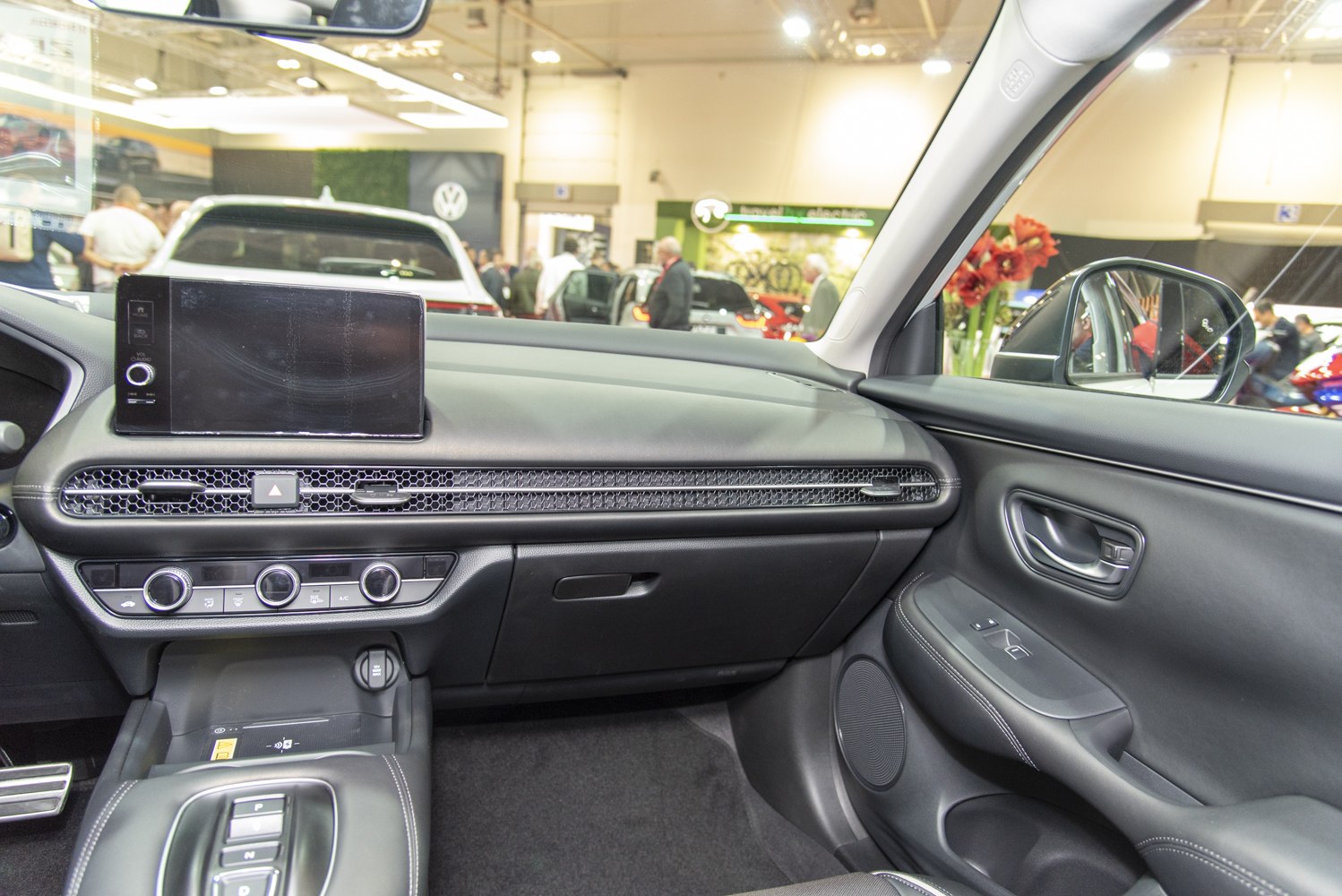 Digital infotainment display and modern dashboard with climate controls
