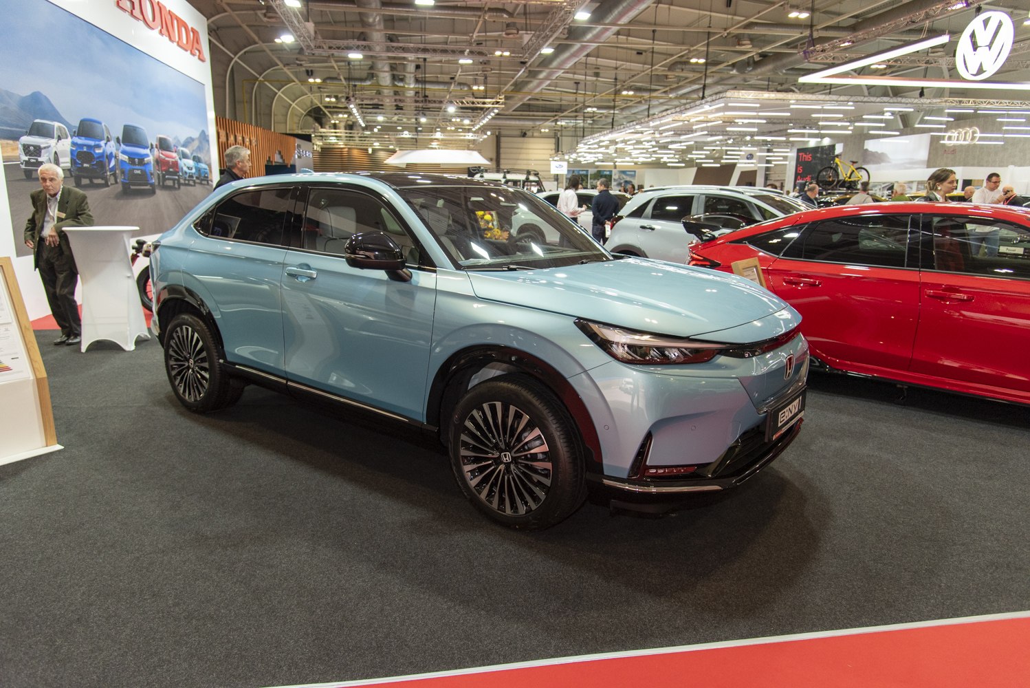 Sleek electric compact SUV with aerodynamic body and alloy wheels