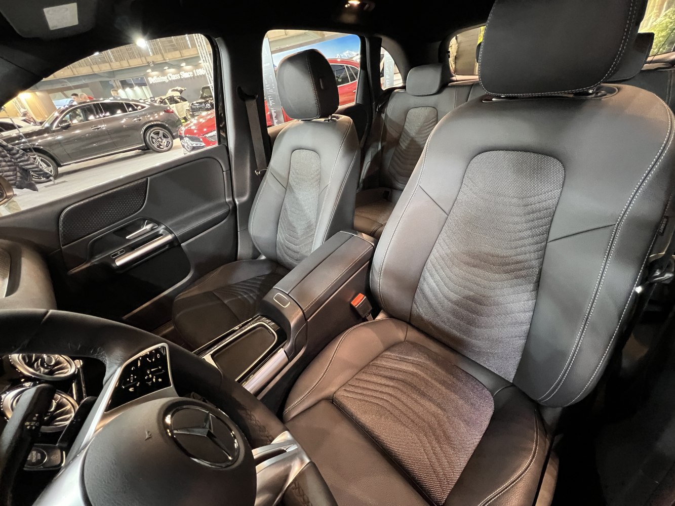 Front seats and interior with leather and fabric upholstery