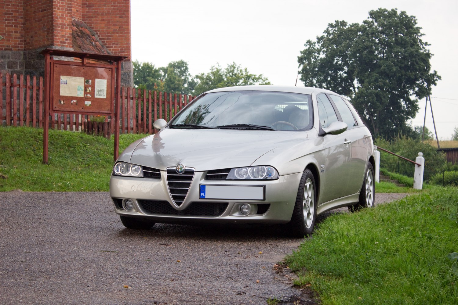 Front view with distinctive grille and headlights