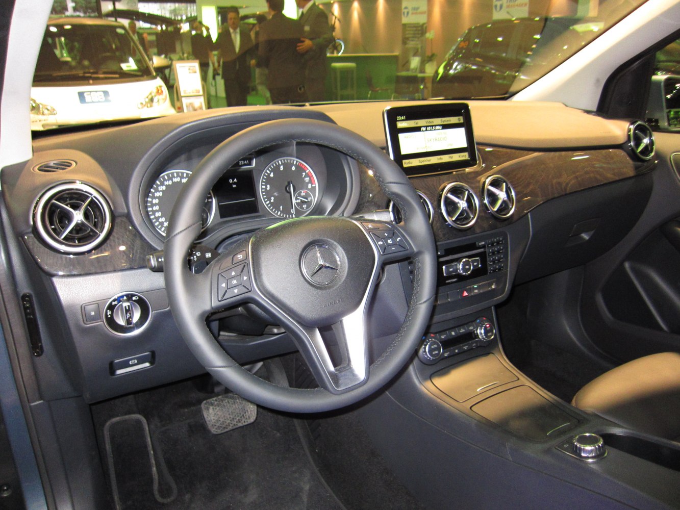 Modern dashboard and steering wheel with infotainment display