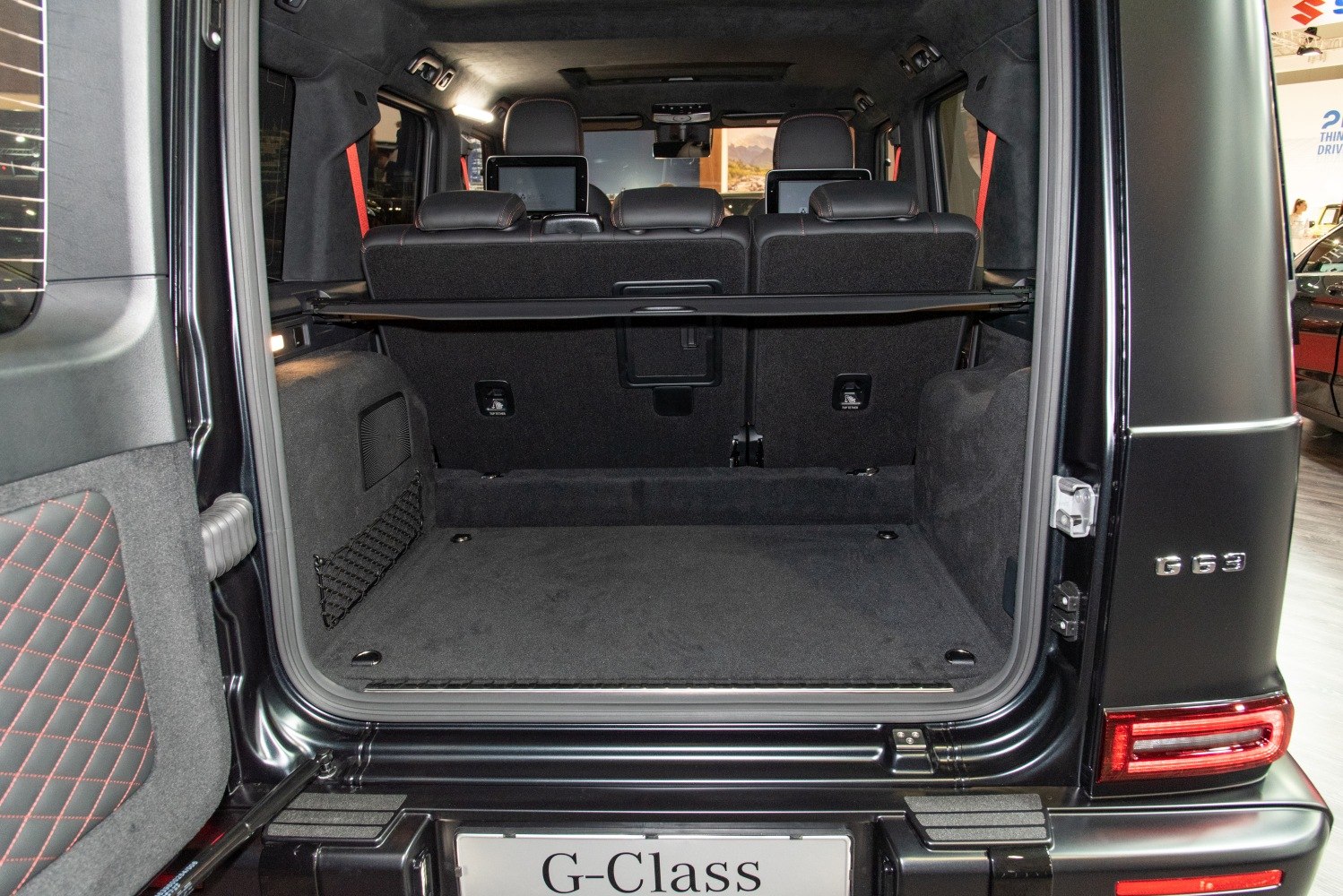 Spacious cargo area with rear seats and interior luxury features