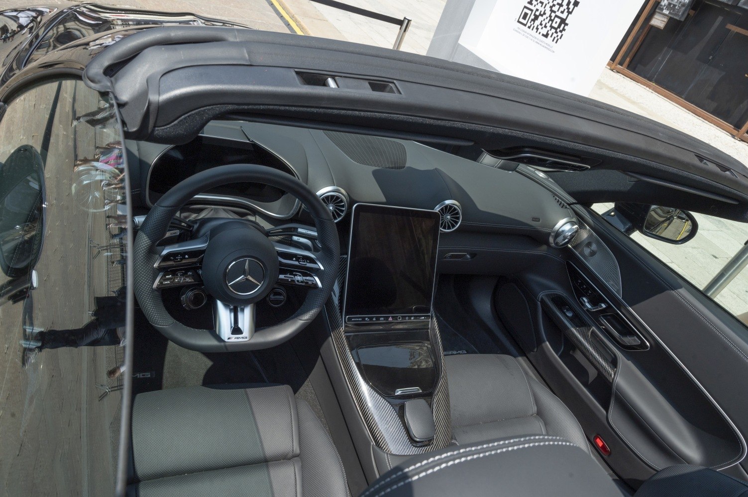 Digital cockpit and carbon fiber center console with AMG steering wheel