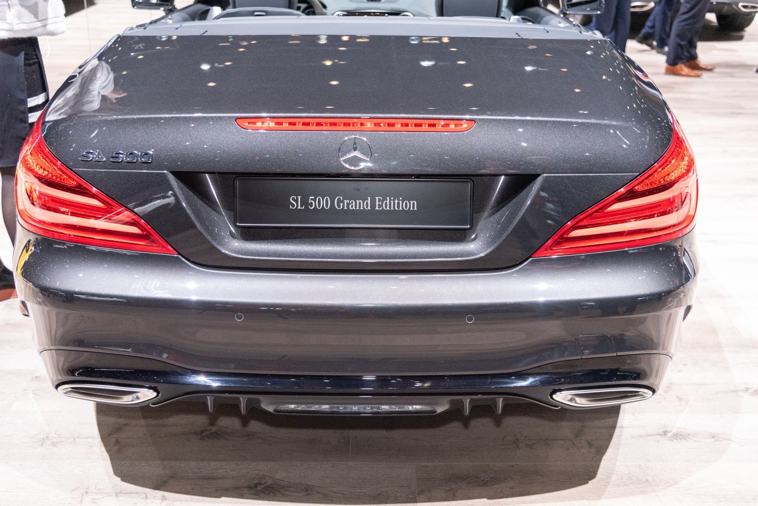 Rear view with LED taillights and dual exhaust outlets