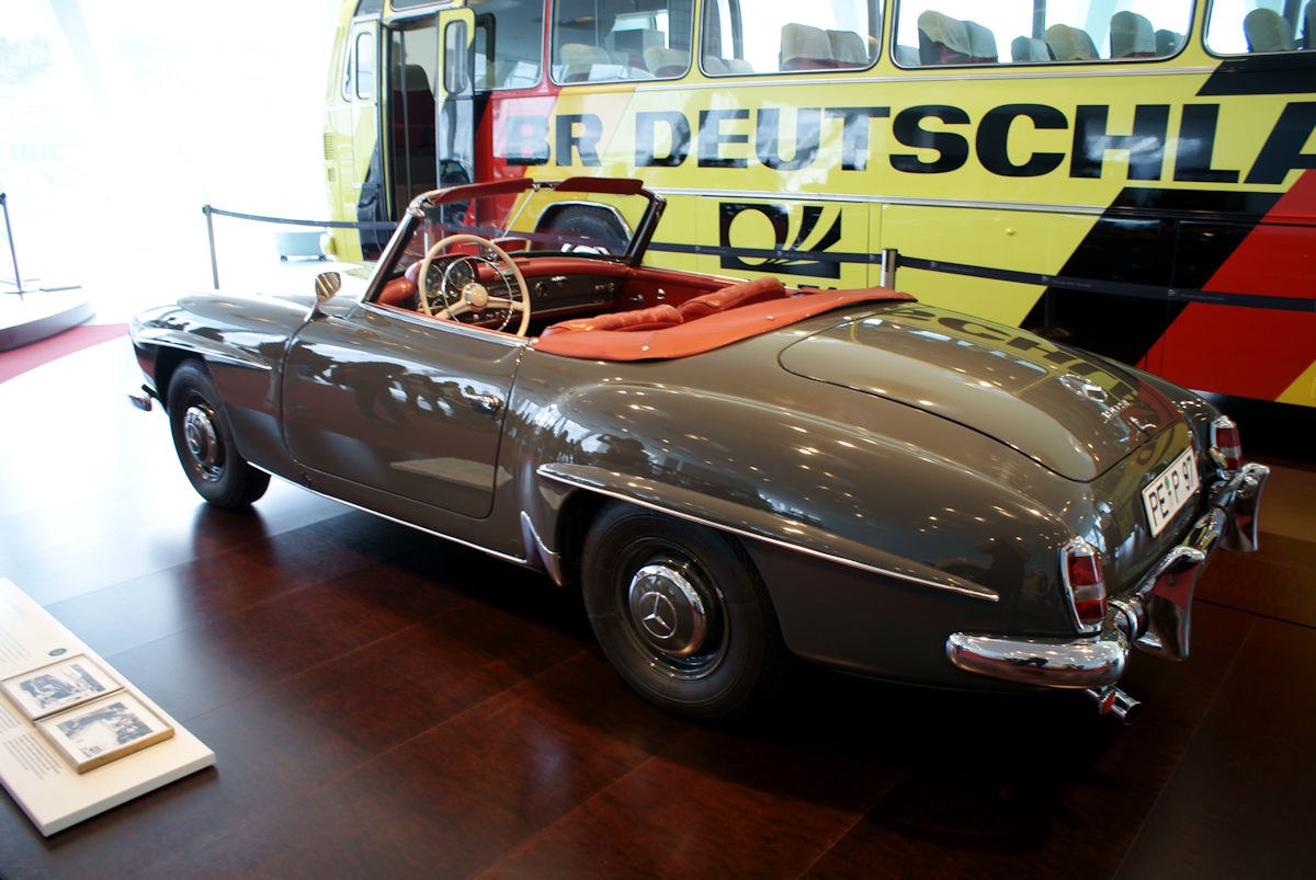 Vintage convertible rear view with elegant curves and open top