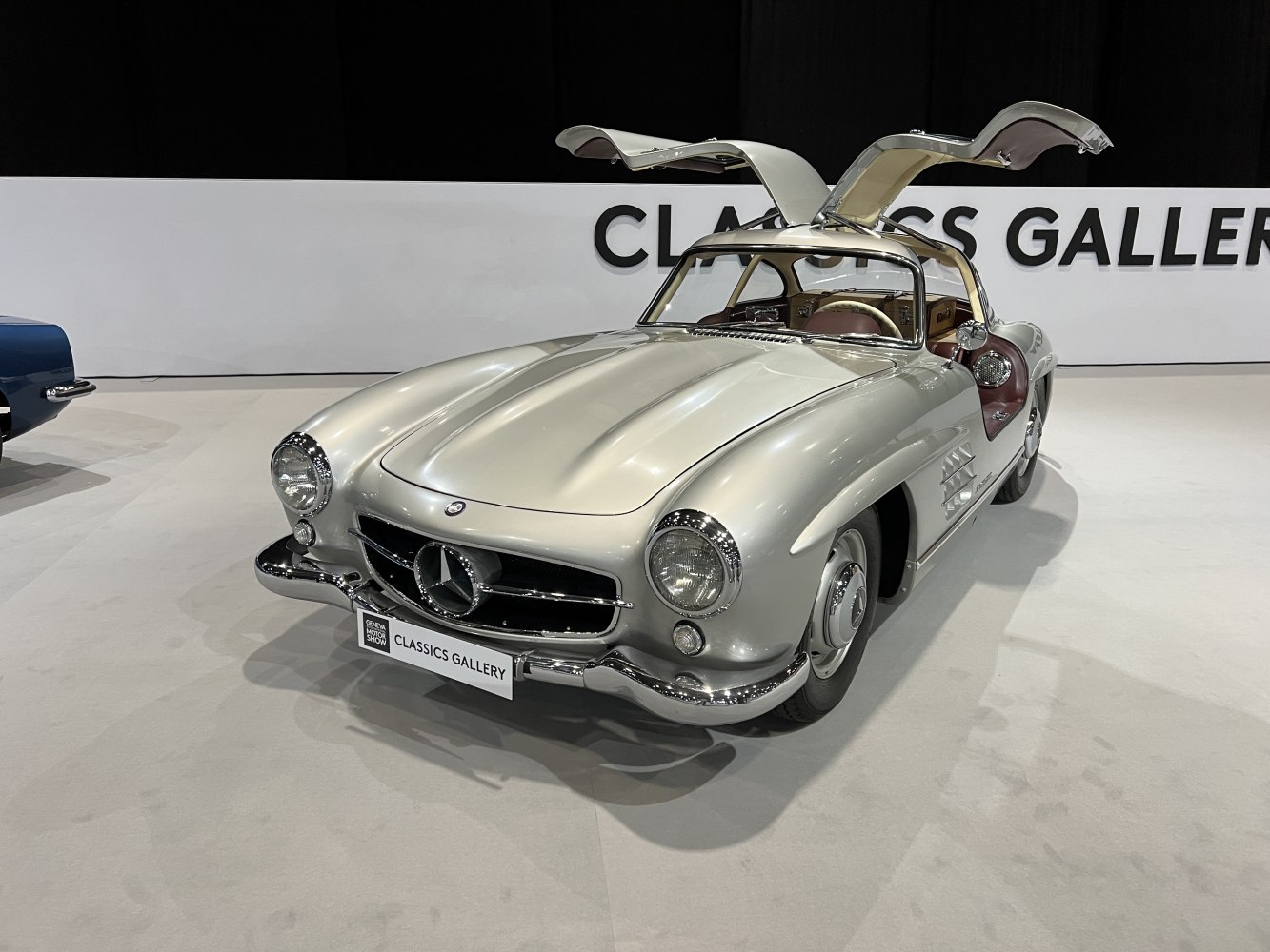 Vintage coupe with iconic gullwing doors and chrome details