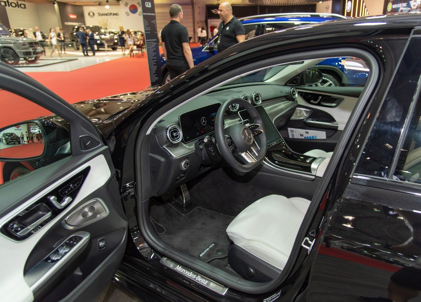 Luxury car interior with digital dashboard and premium seating