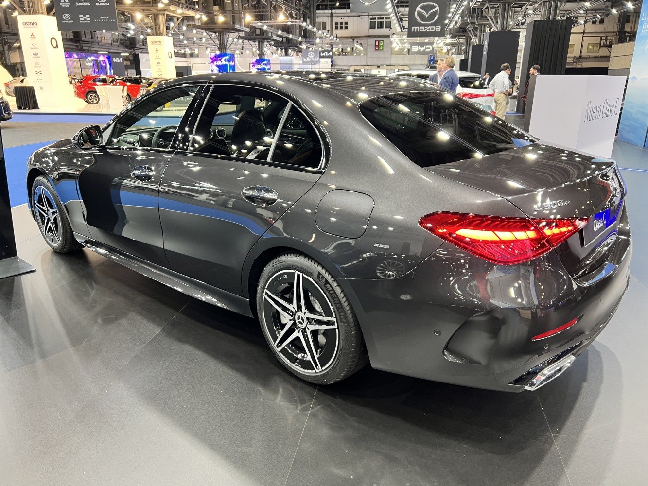 Rear and side view of luxury sedan with LED tail lights and alloy wheels
