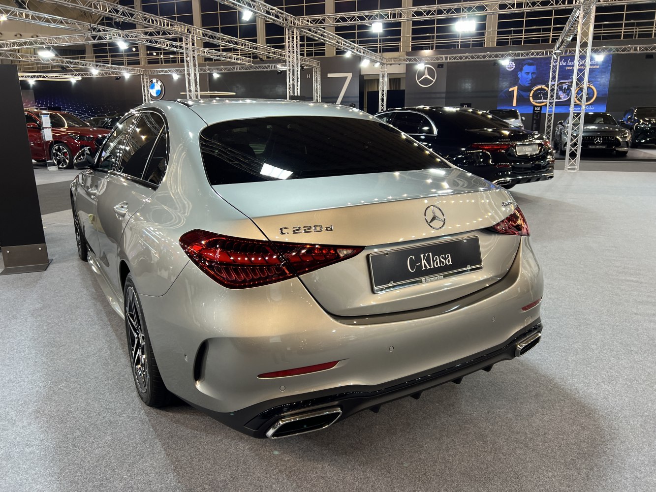 Rear view with sleek taillights and dual exhaust tips