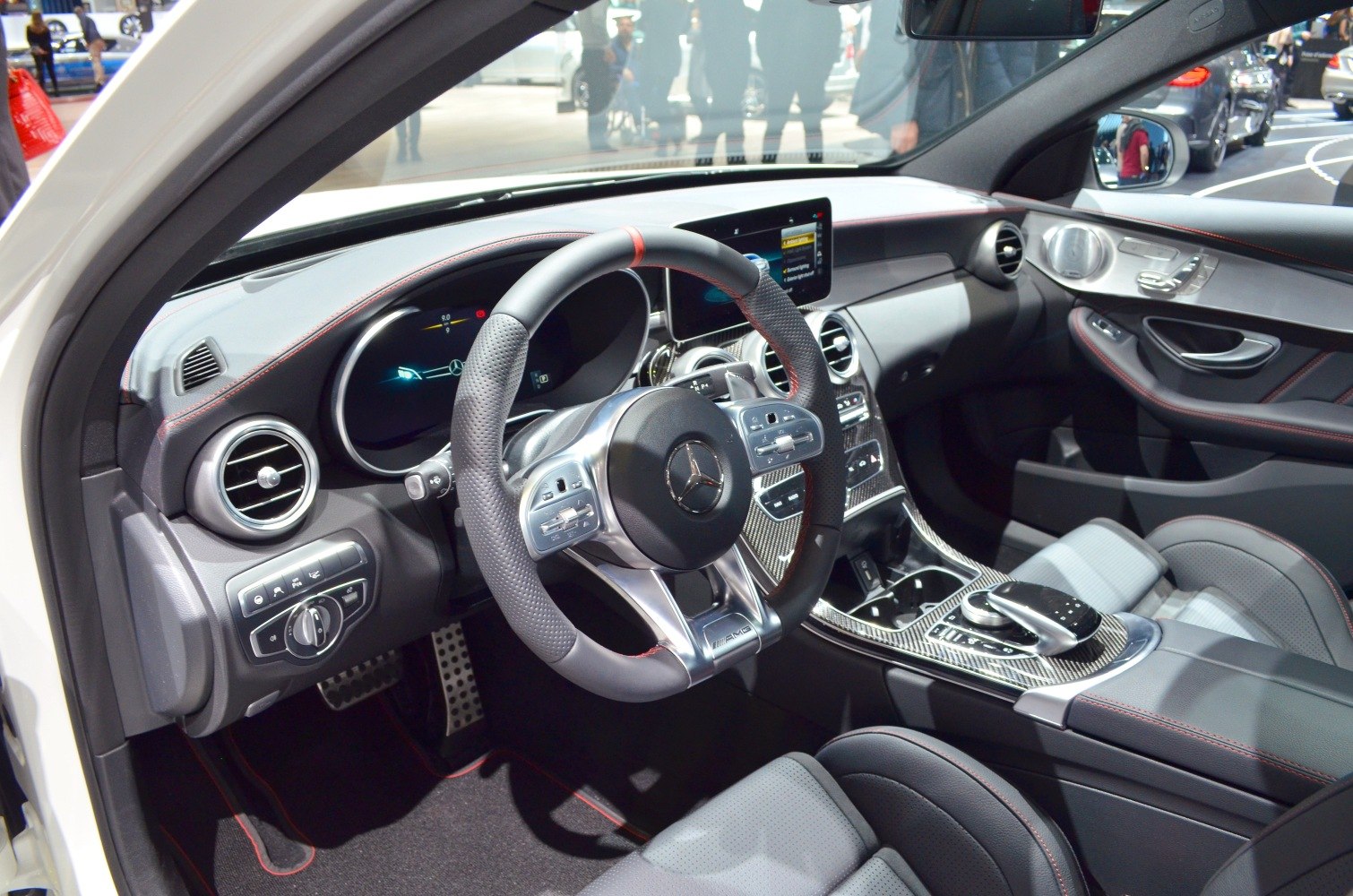 Luxury interior with digital dashboard and AMG steering wheel