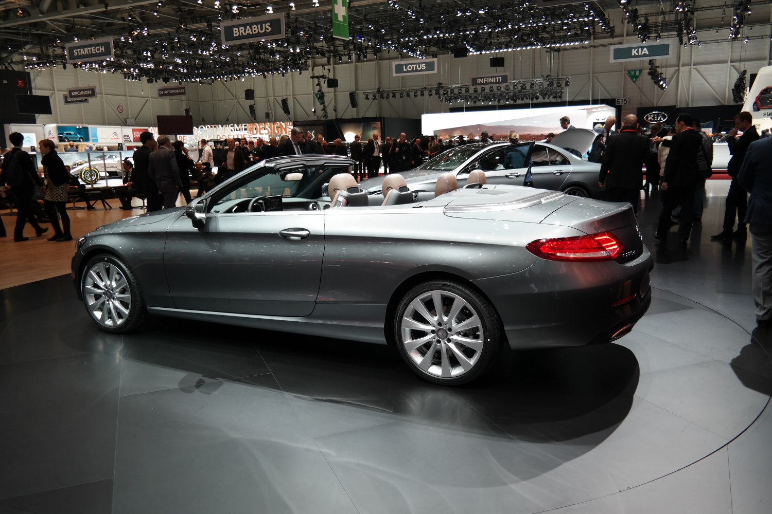 Silver convertible with luxury interior and alloy wheels