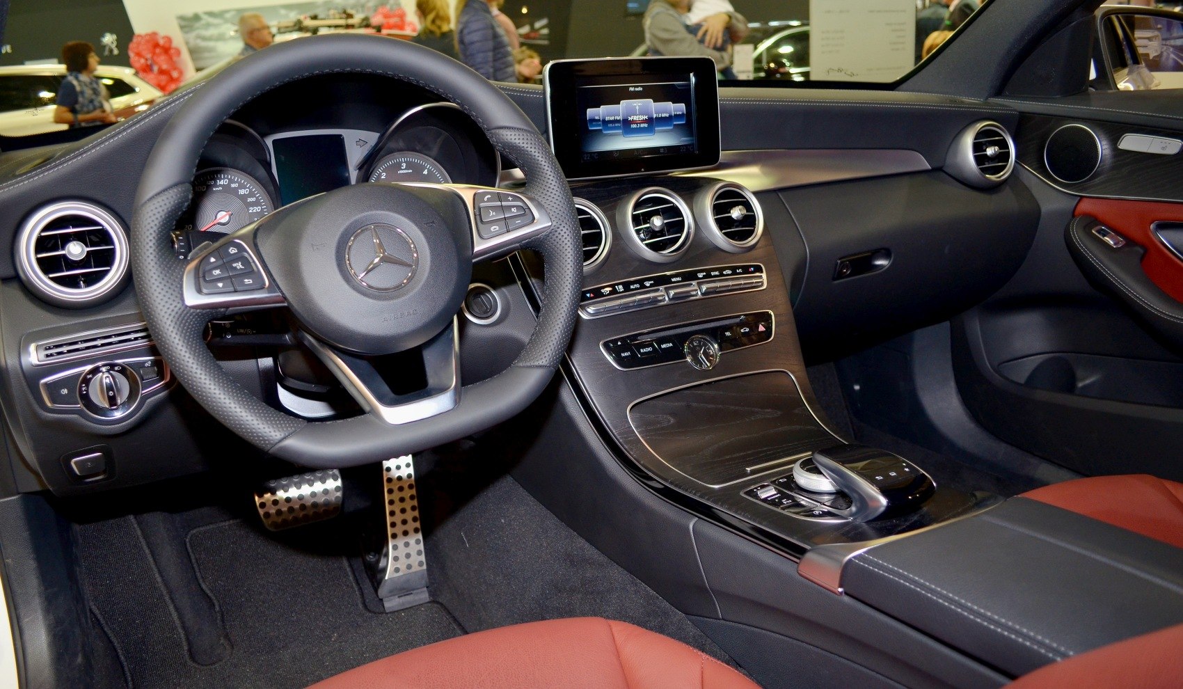 Modern dashboard and multifunction steering wheel with infotainment screen