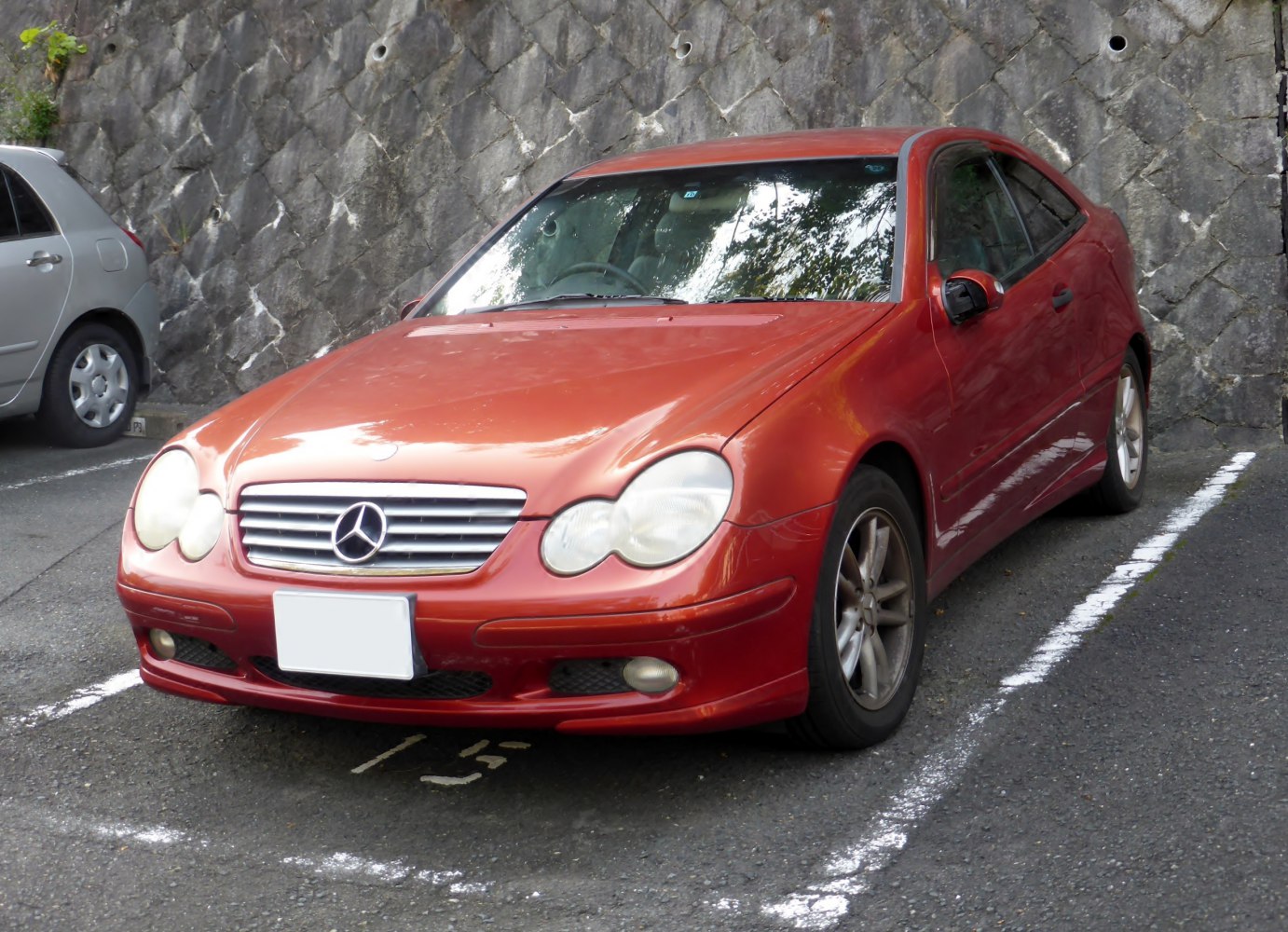 Sport coupe with rounded dual headlights and horizontal grille
