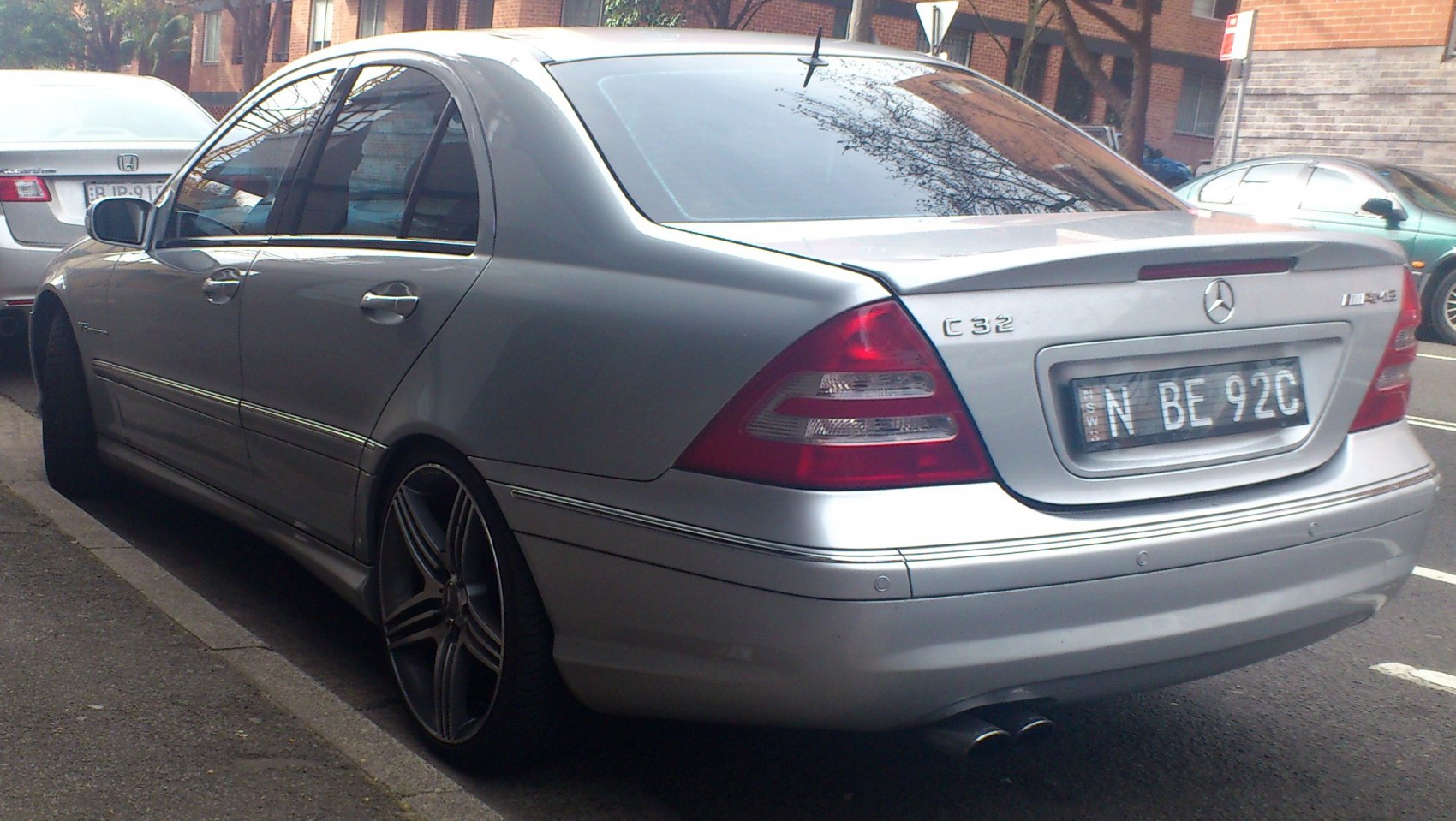 Rear view with AMG wheels and tail lights