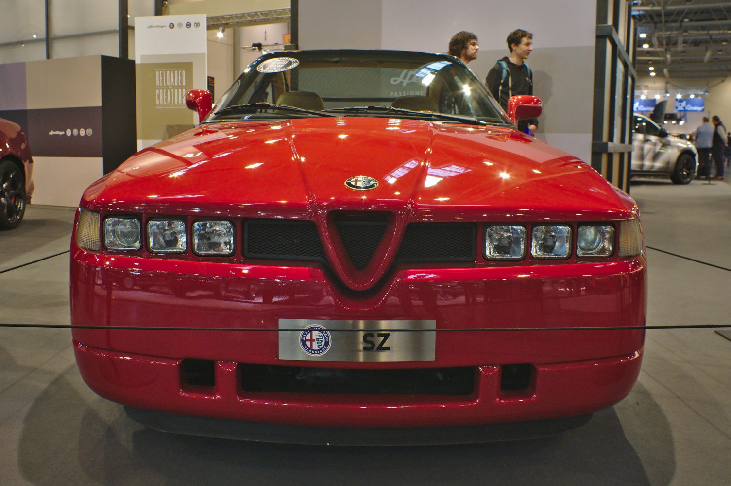 Unique front end with blocky headlights and triangular grille