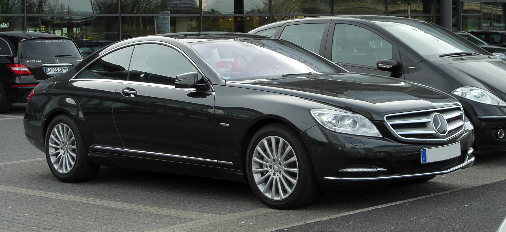 Luxury coupe with LED daytime running lights and multi-spoke alloy wheels