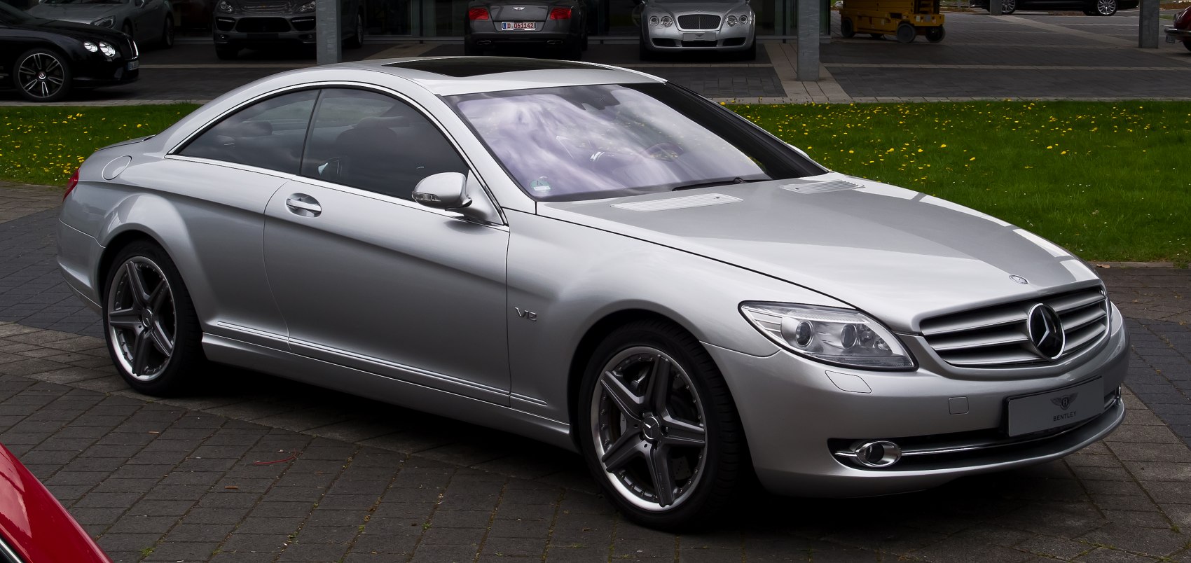 Silver luxury coupe with V12 engine and AMG alloy wheels