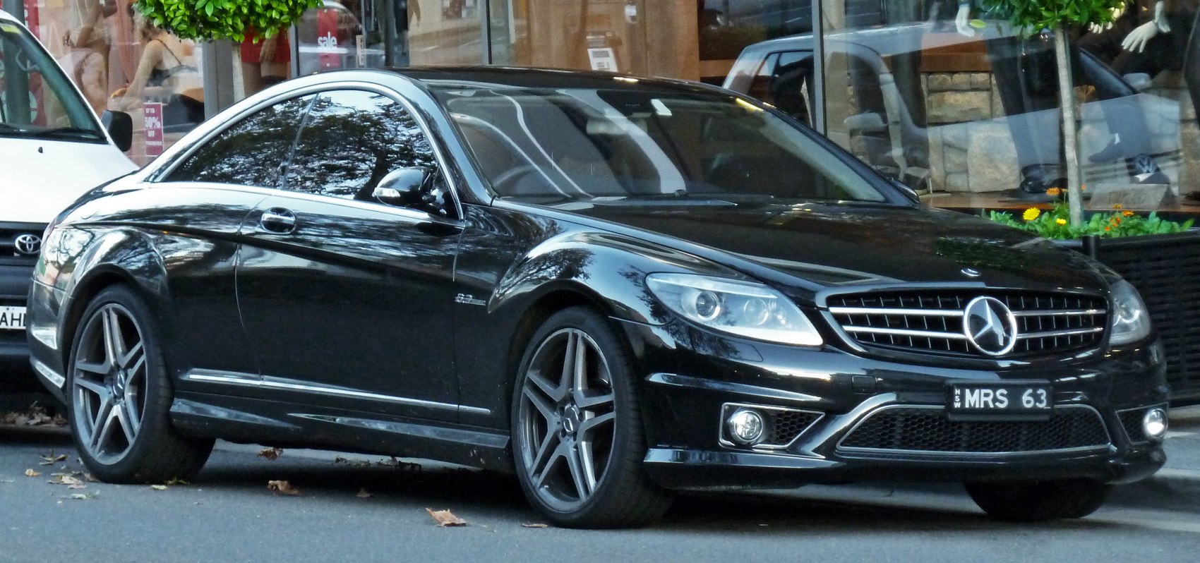 Black coupe with AMG wheels and sporty front grille