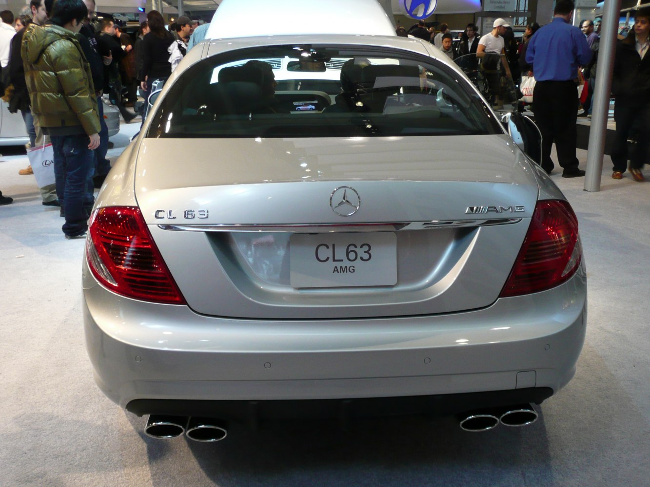 Rear view with quad exhausts and tail lights