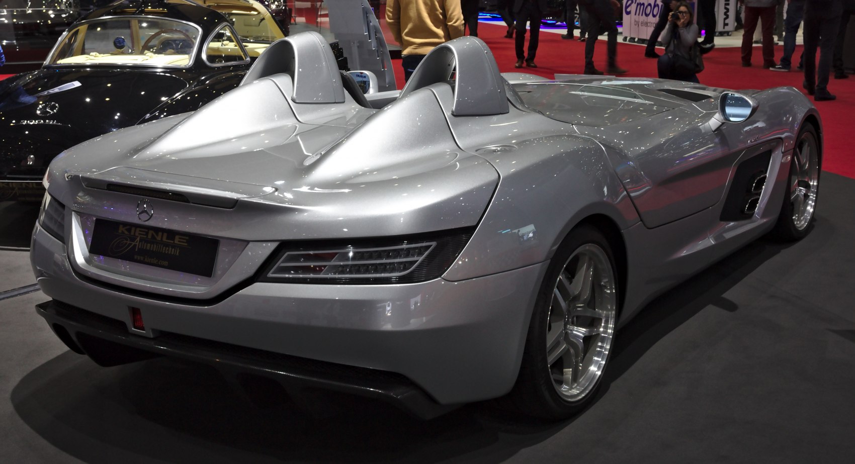 Rear view with dual roll hoops and sleek aerodynamic body