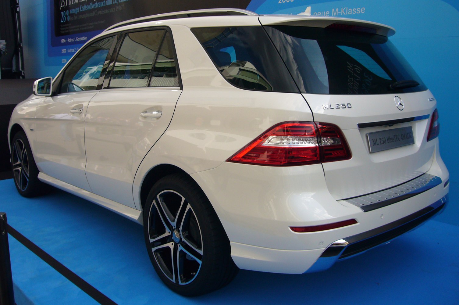 Rear side view of SUV with distinctive taillights and alloy wheels