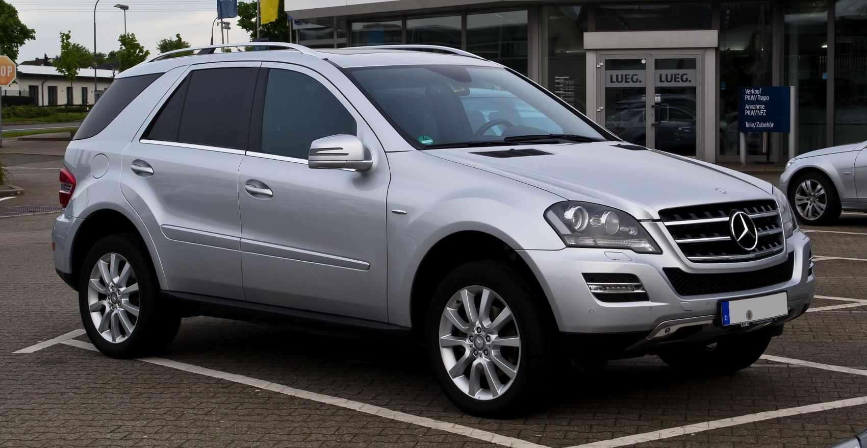Silver SUV with distinctive grille, alloy wheels, and roof rails