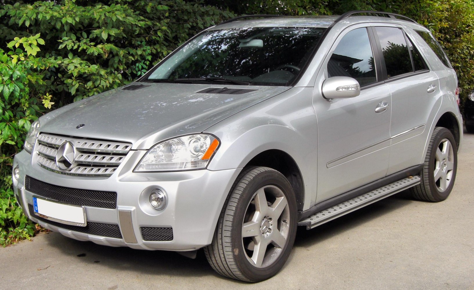 Silver SUV with front grille, side steps and alloy wheels