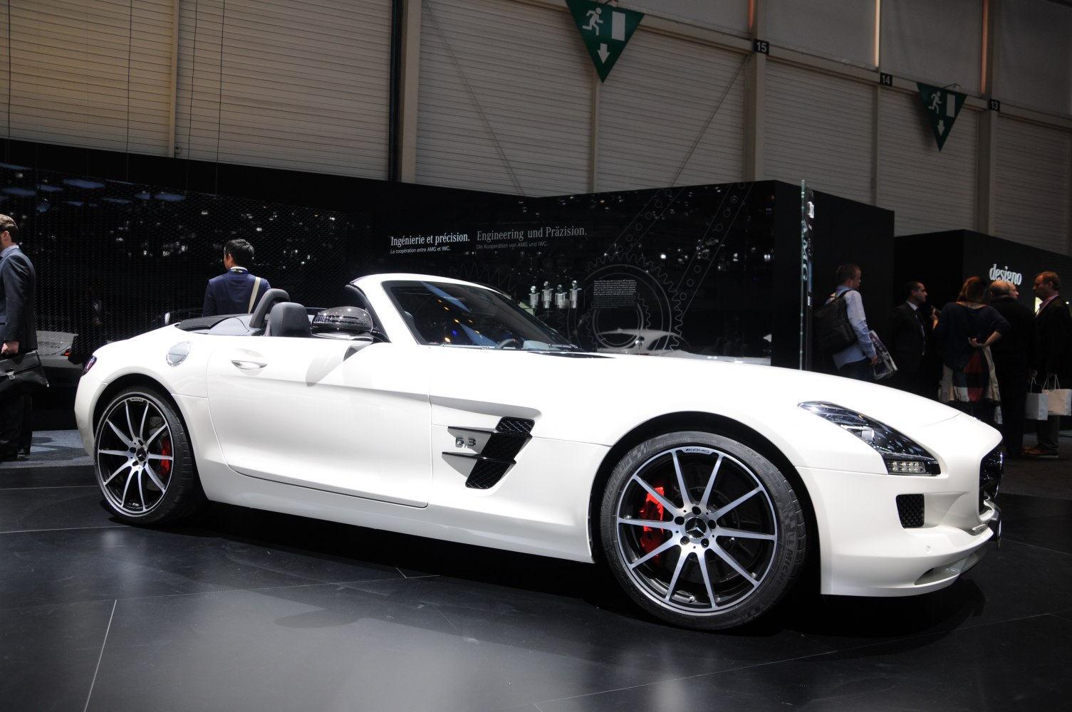 White convertible with 6.3 V8 engine badge and large alloy wheels