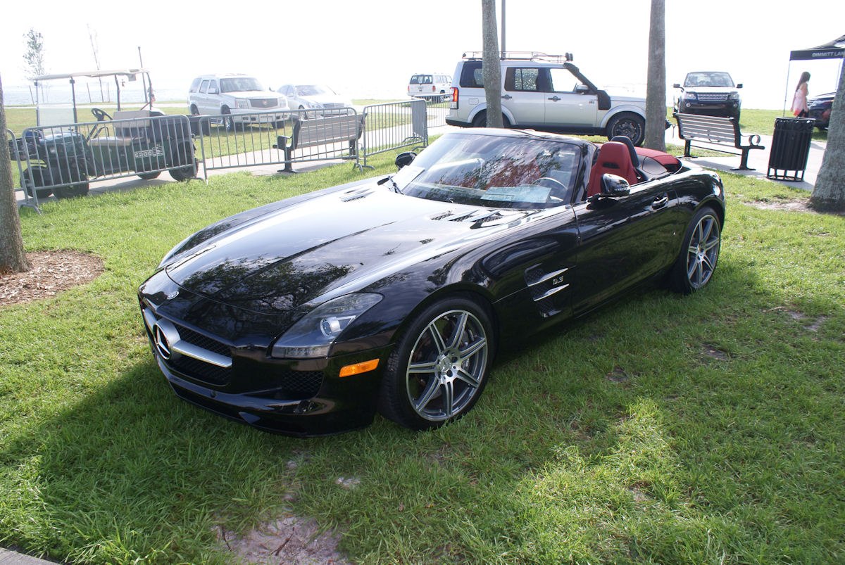 Black convertible with distinctive AMG front grille and sporty alloy wheels