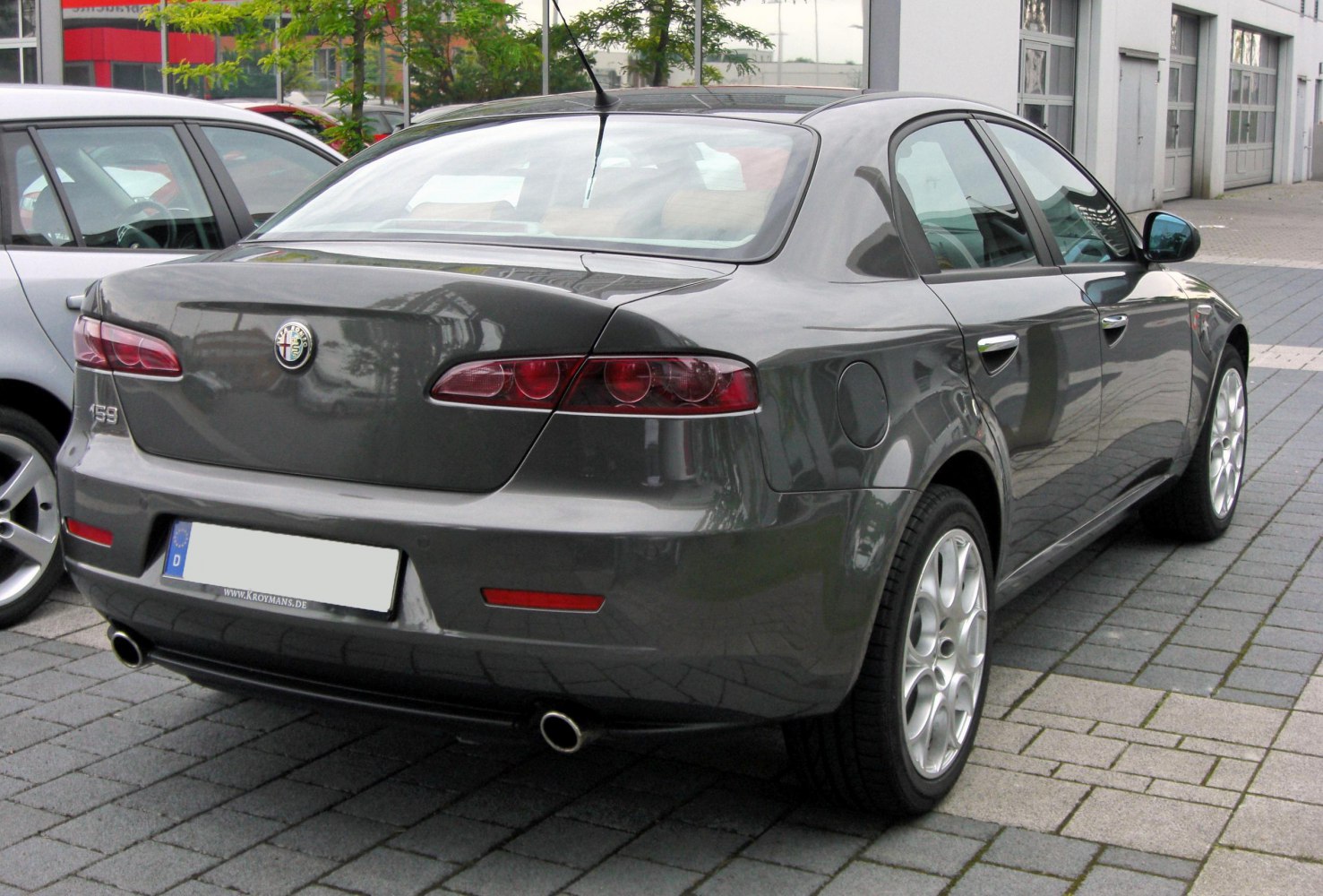 Rear view featuring distinctive tail lights and rear design