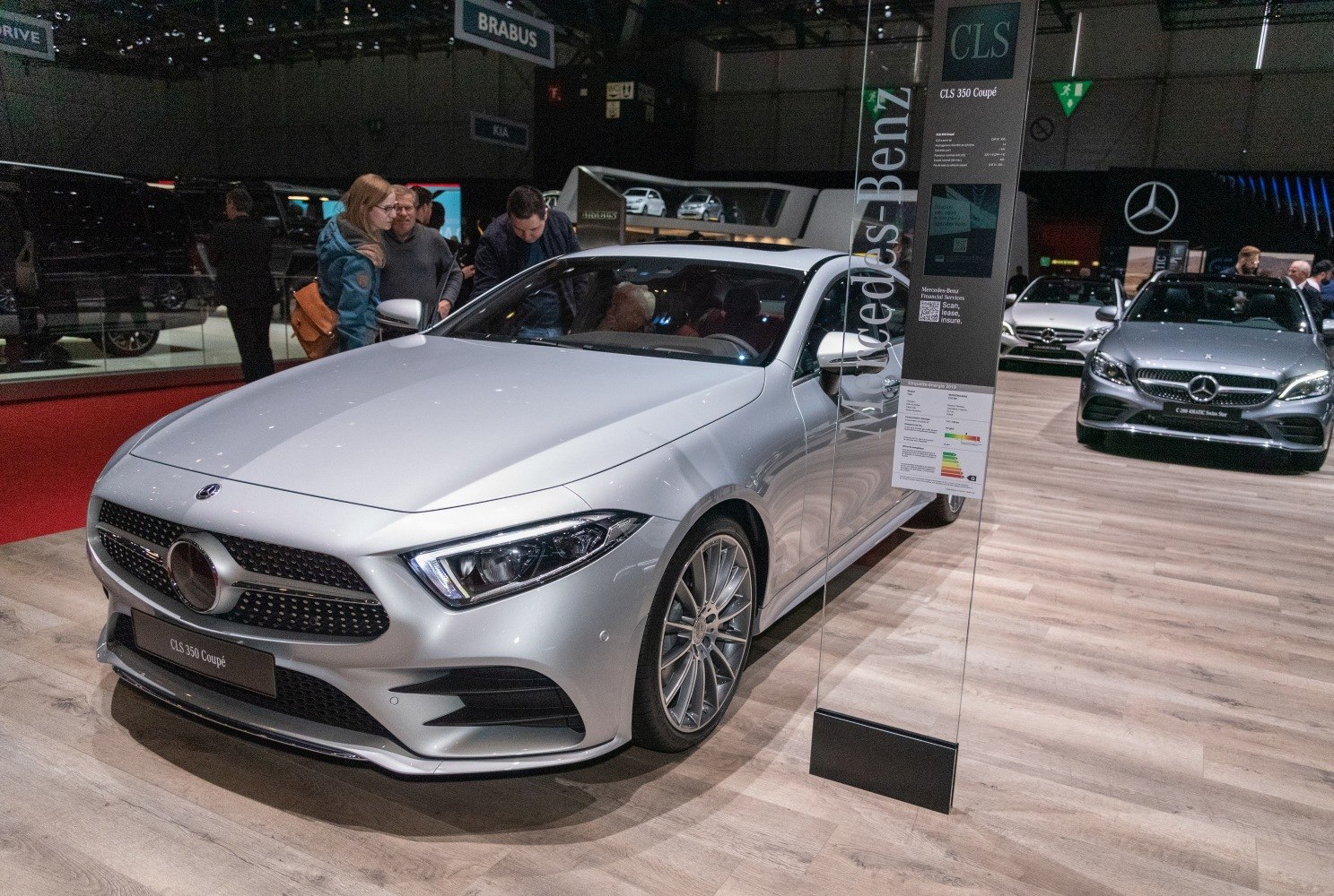 Front grille and LED headlights of a luxury coupe