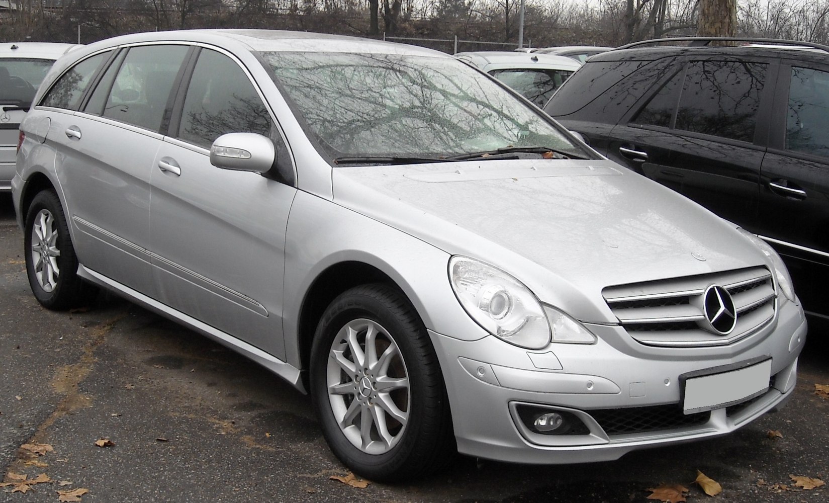 Silver large luxury vehicle front side with multi-spoke wheels and chrome grille