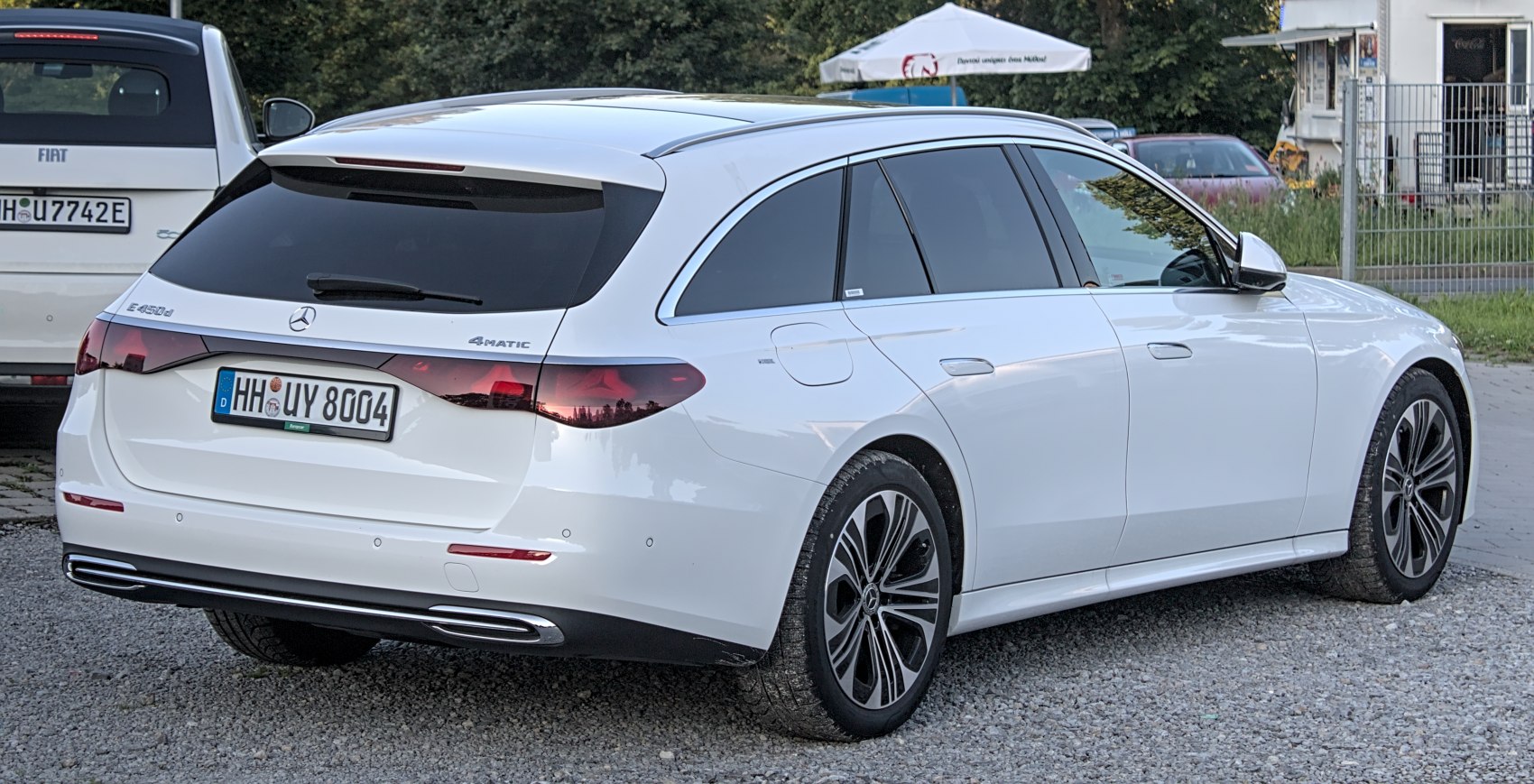 Rear view of a modern station wagon with LED taillights and sleek silhouette