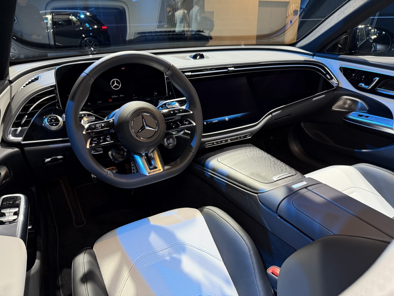 Luxury interior with digital dashboard and multifunction steering wheel