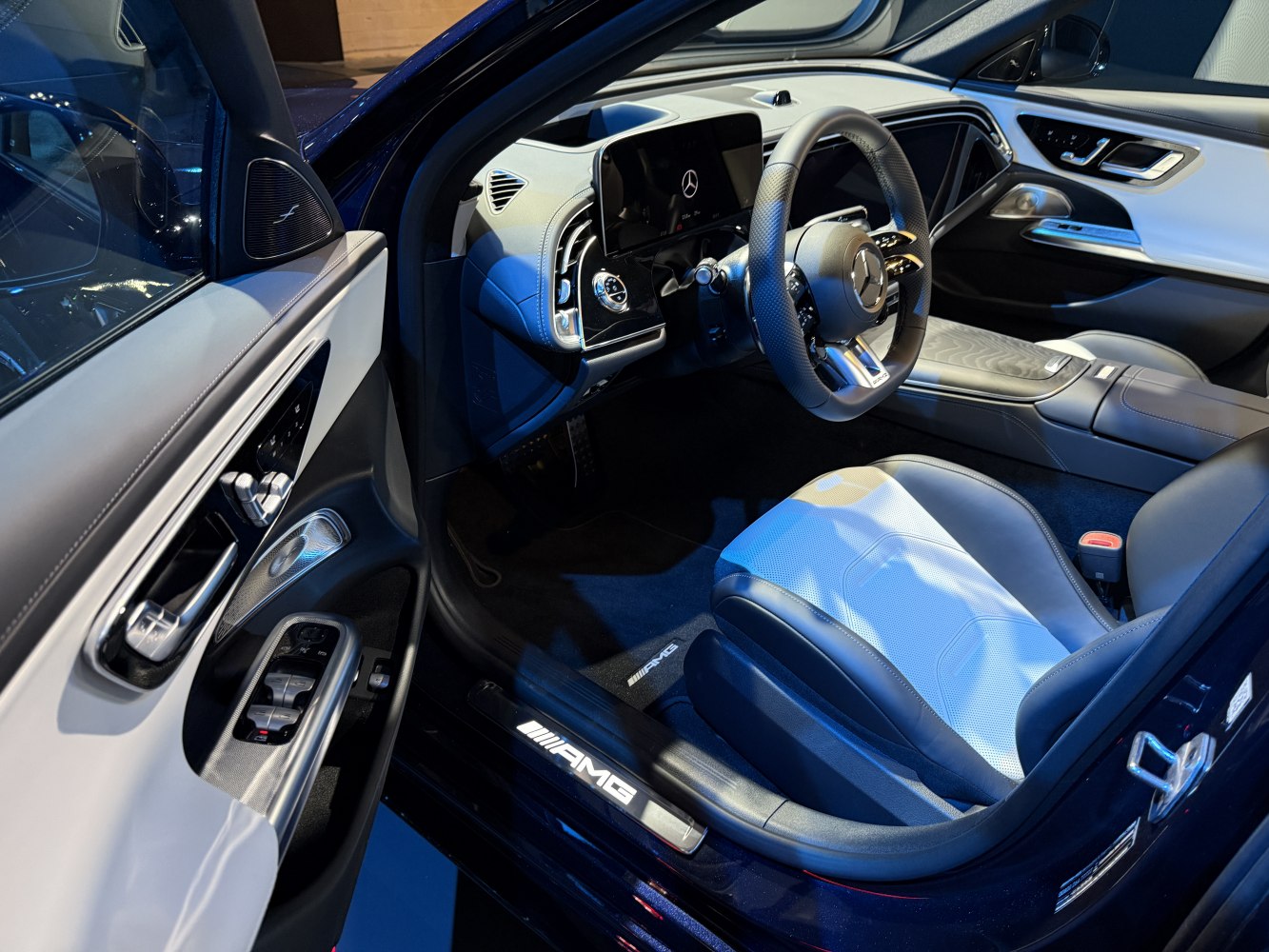 AMG branded sports seats and advanced digital dashboard interior