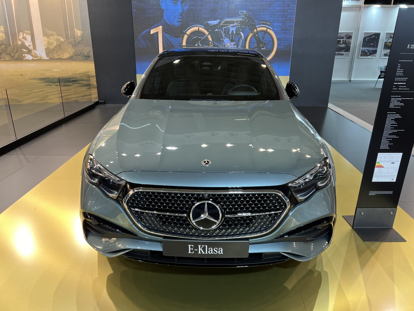 Front view with signature grille and sleek headlights