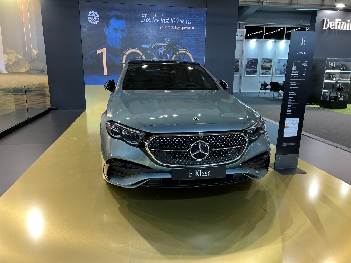 Front view with distinctive grille and sleek headlights