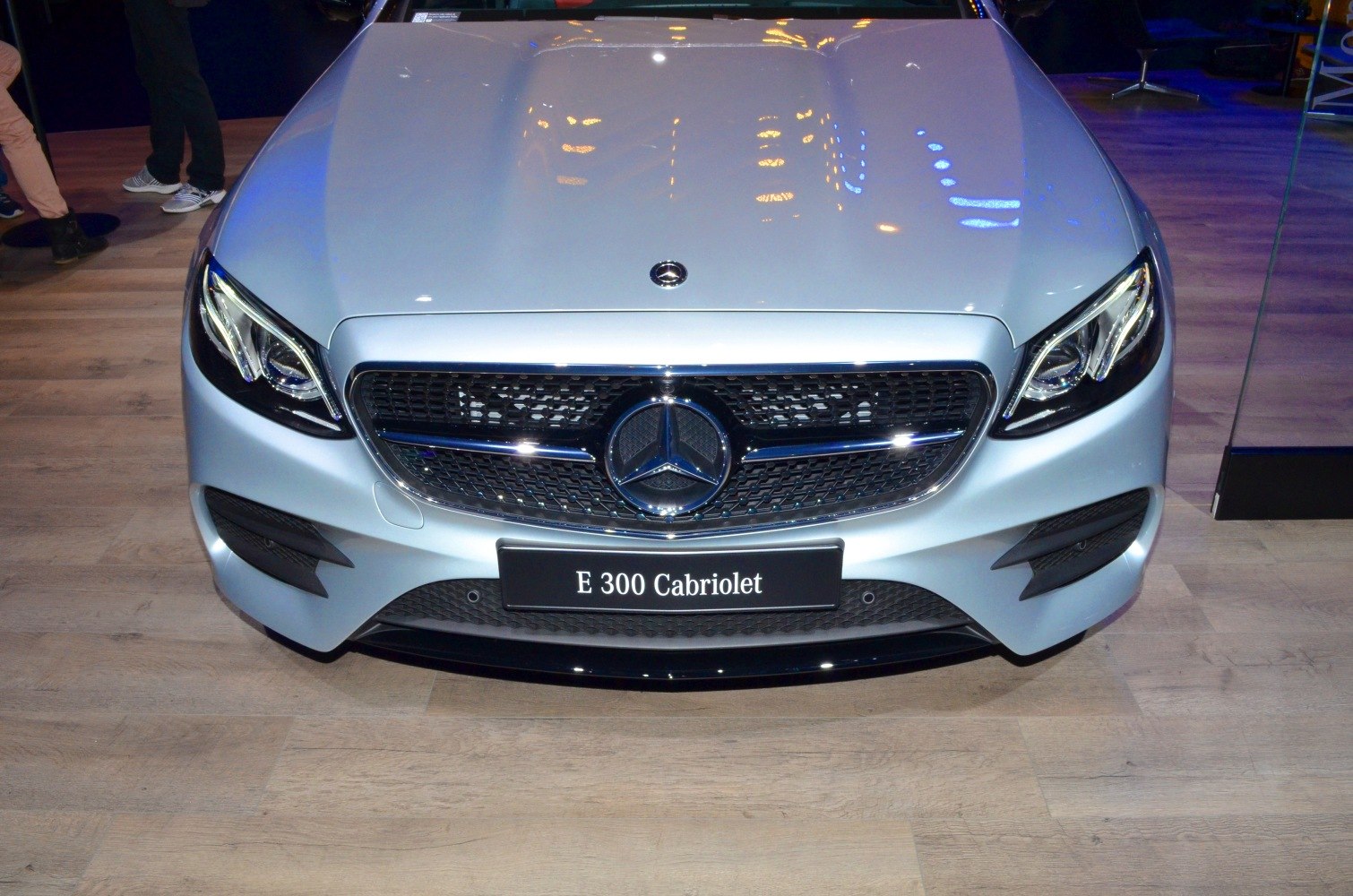 Front grille and LED headlights of a luxury convertible