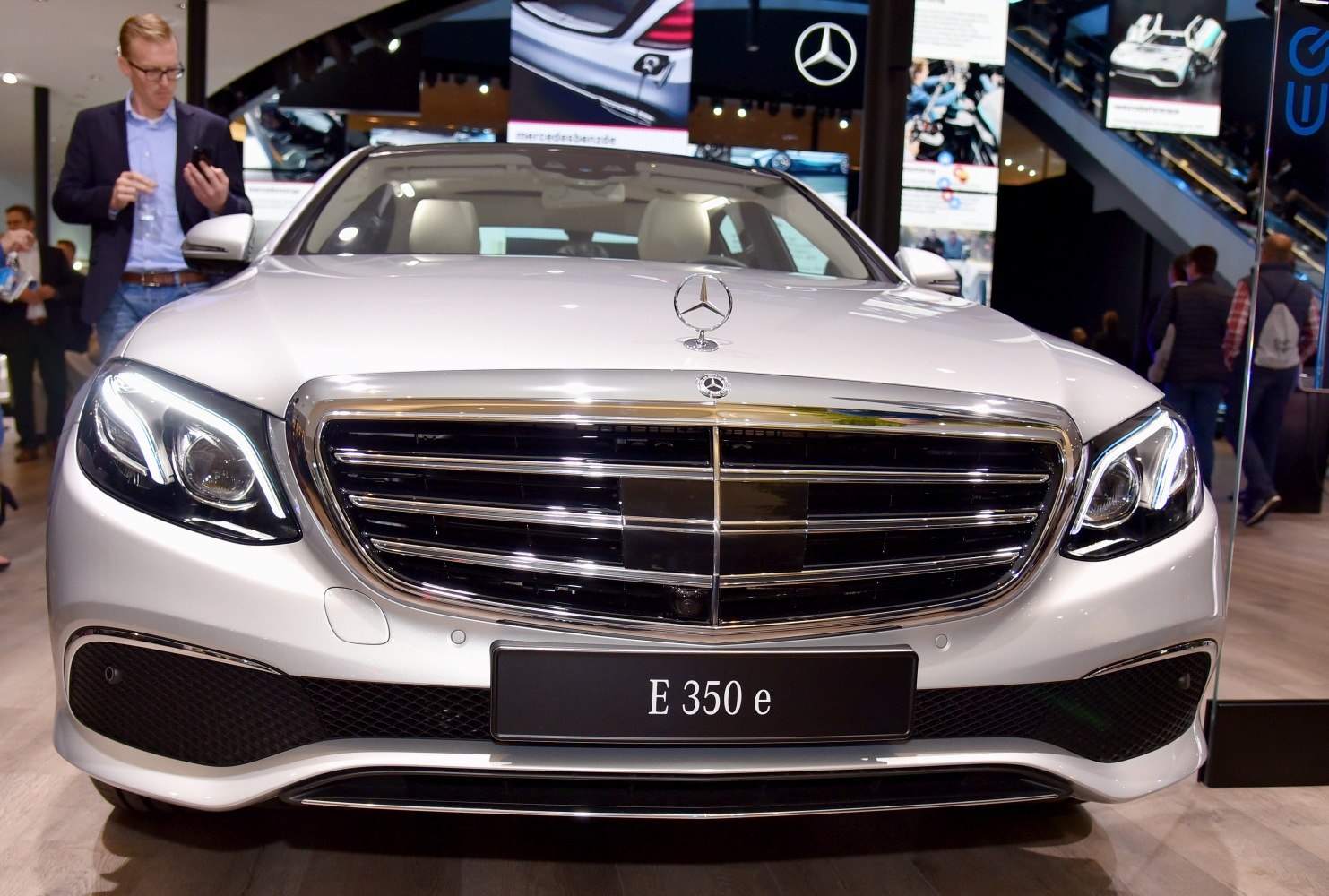 Front view with LED headlights and chrome grille