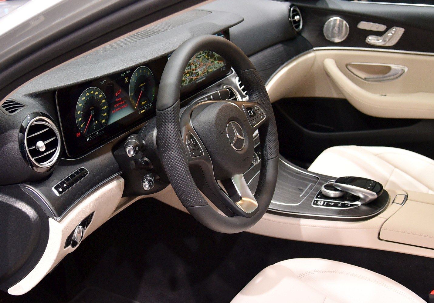Interior with digital dashboard and multifunction steering wheel