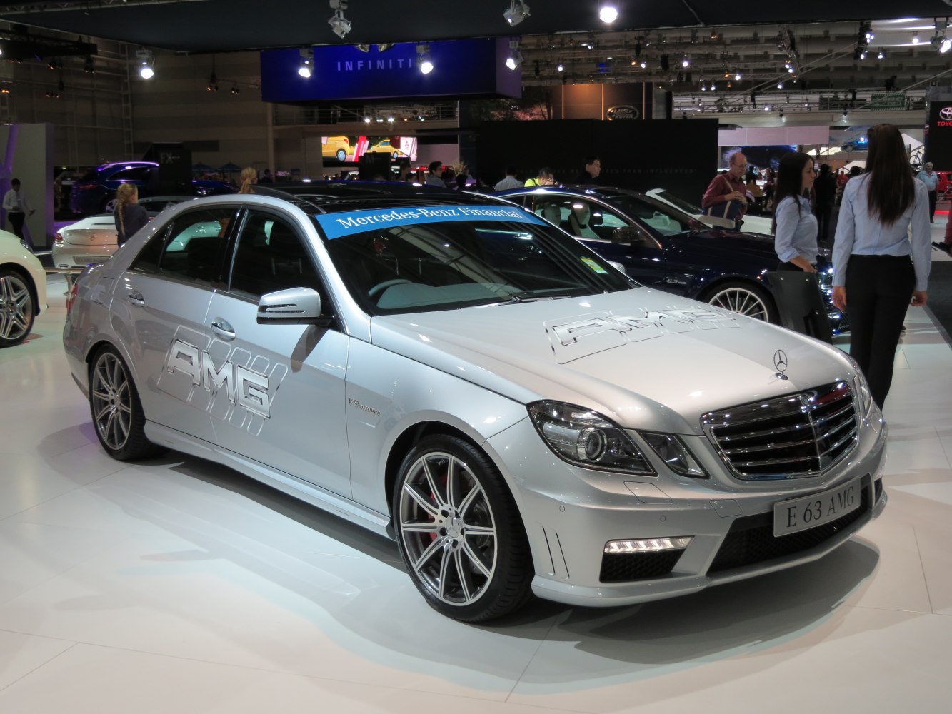 Front side view of a high-performance AMG sedan with V8 badging.