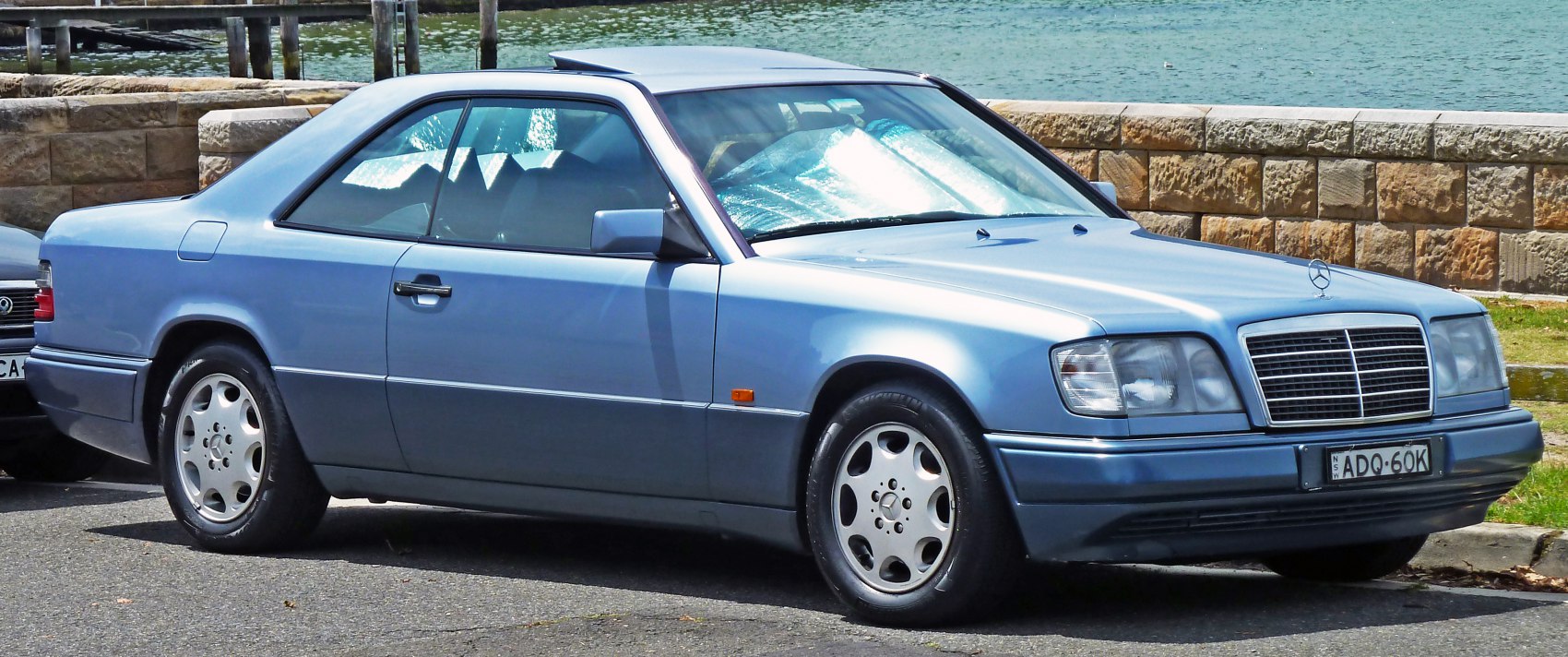 Two-door coupe with iconic front grille and alloy wheels
