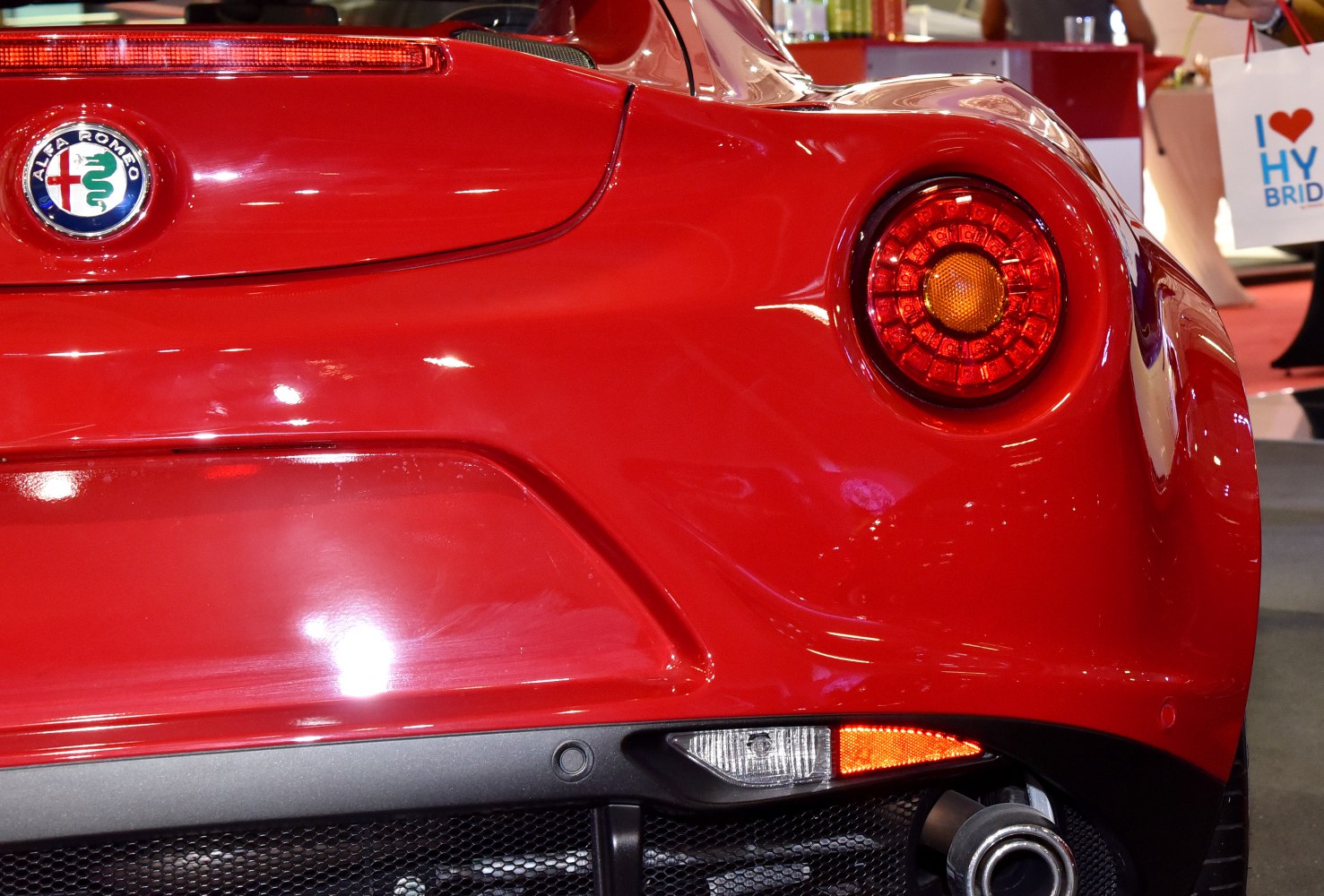 Close-up of rear round tail light and exhaust pipe