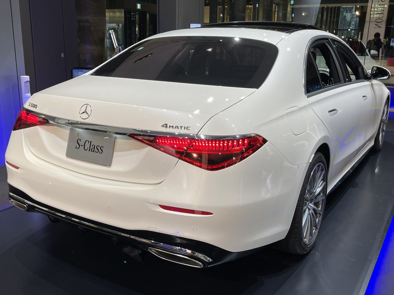Rear view with LED tail lights and dual exhausts