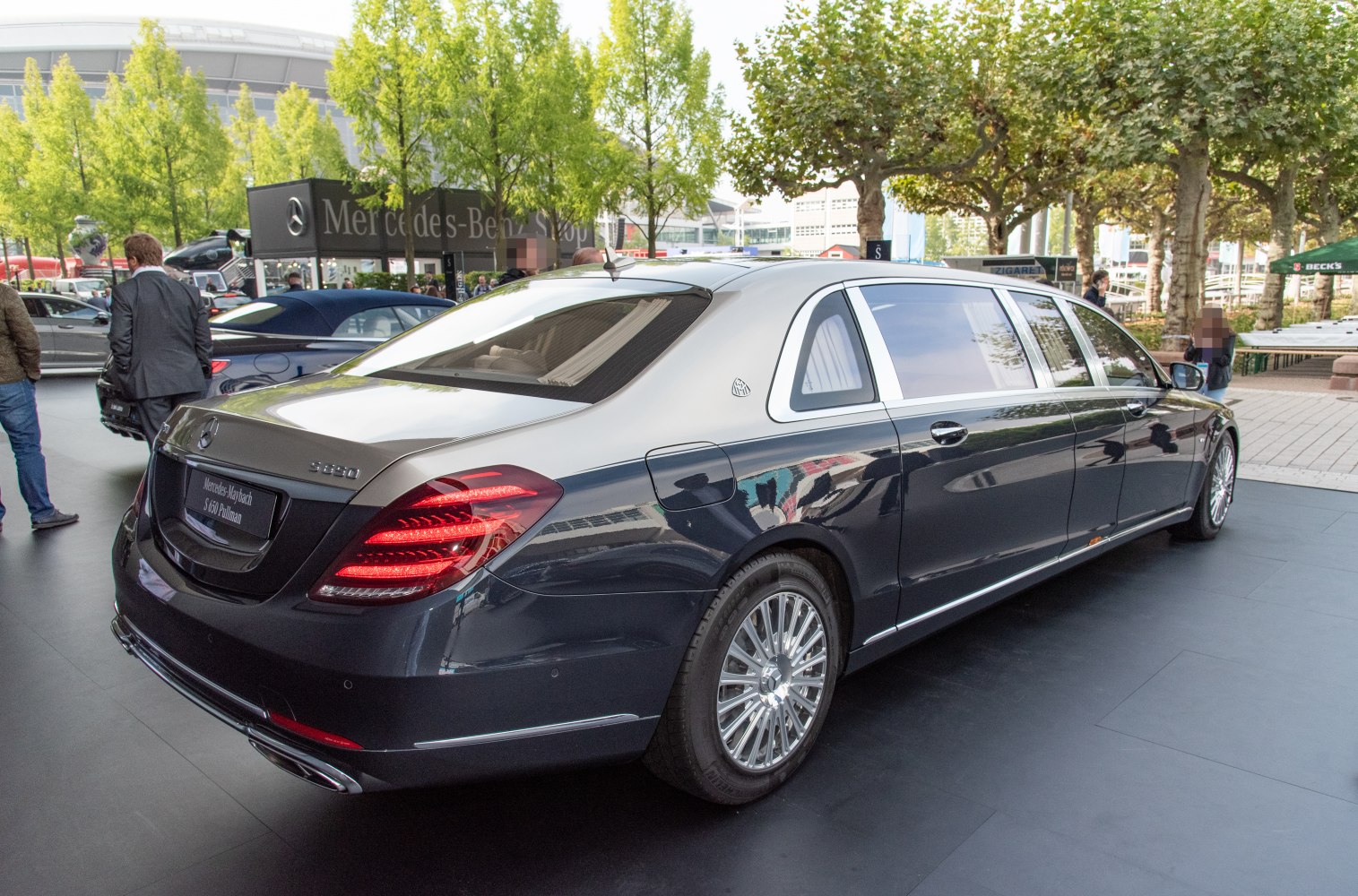 Extended sedan with two-tone roof and distinctive rear LED lights