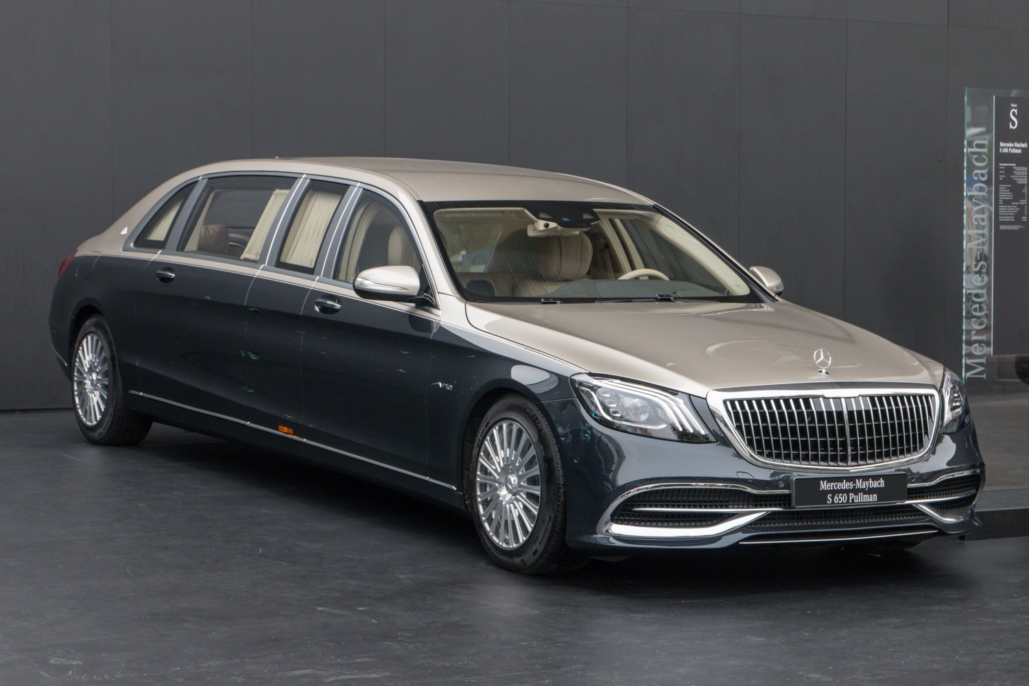 Luxury extended sedan with prominent grille and long wheelbase